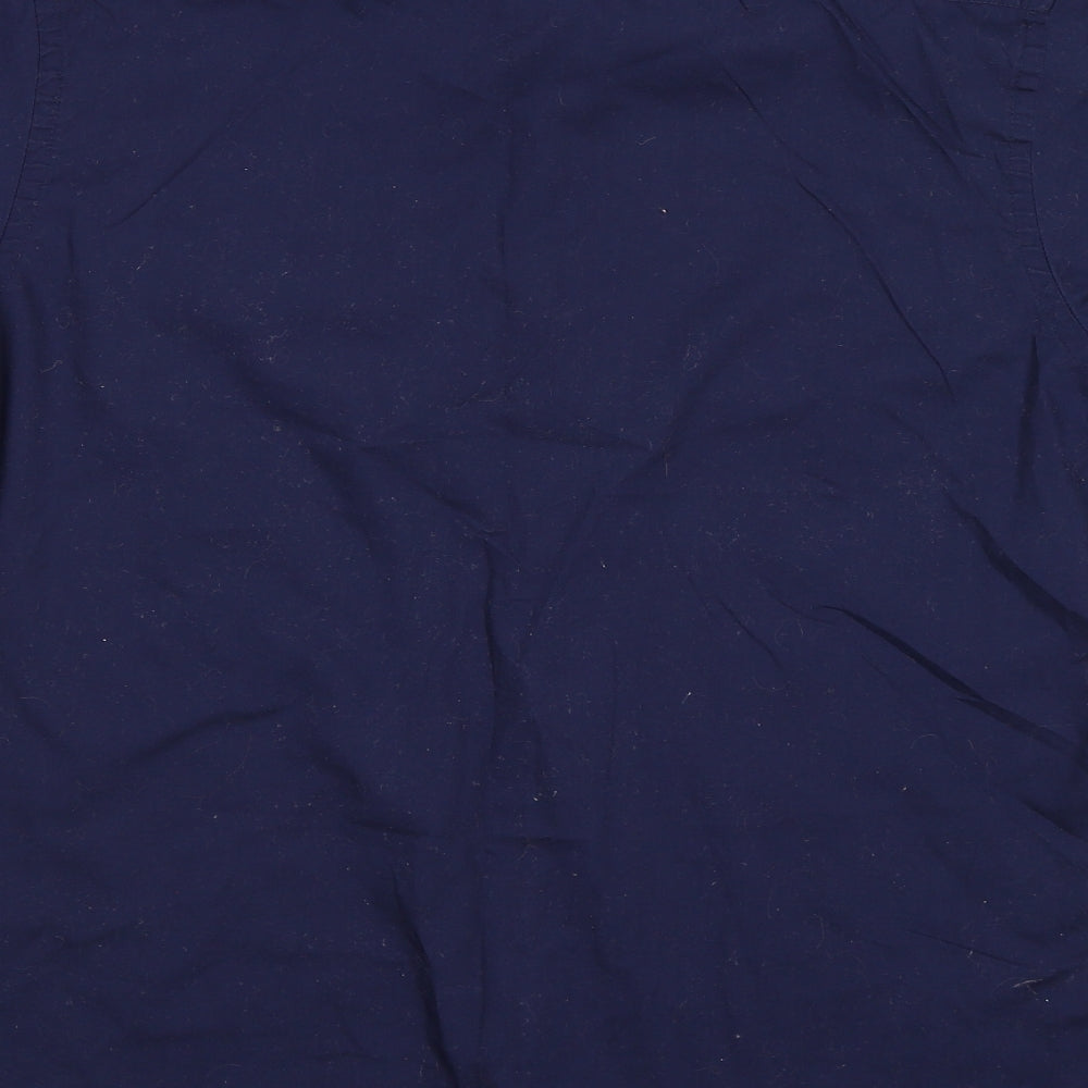 Mens UK Size L gero Blue Button-Up Short Sleeve Casual Shirt