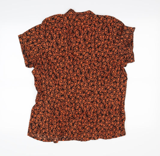 Evie Womens Black Polka Dot Basic Button-Up Size 14