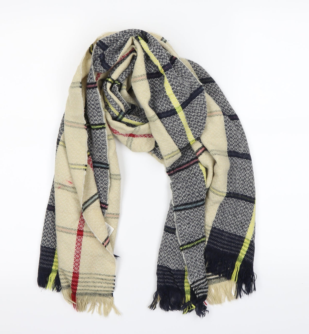 Front view of Preworn Multicoloured Check Scarf