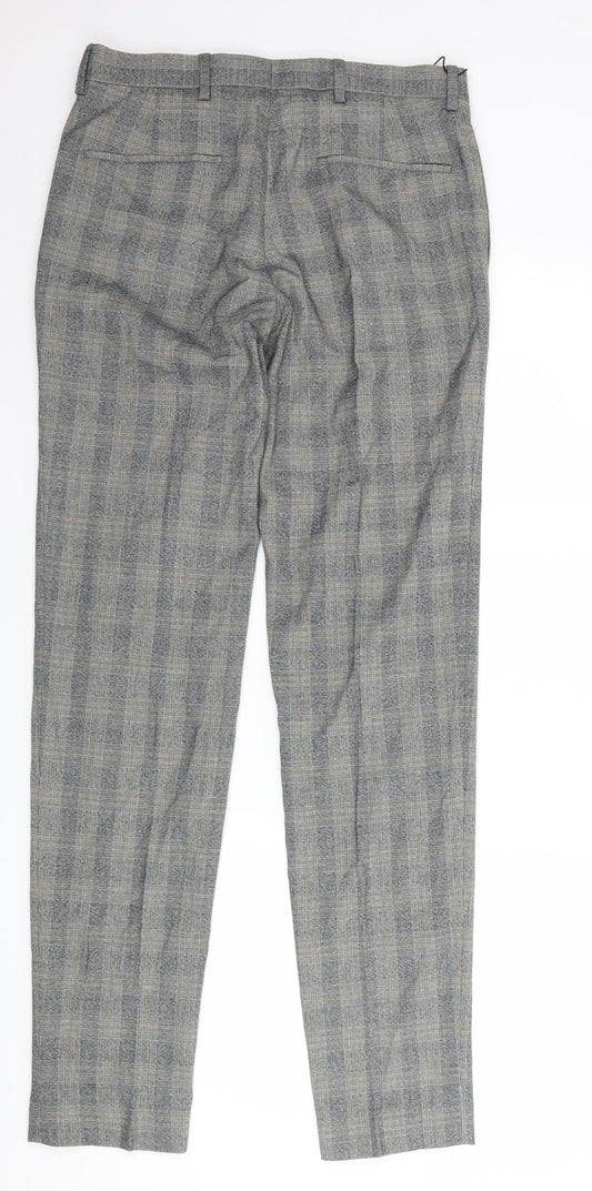 Marks and Spencer Mens Grey Check Trousers Size 30 L33 in