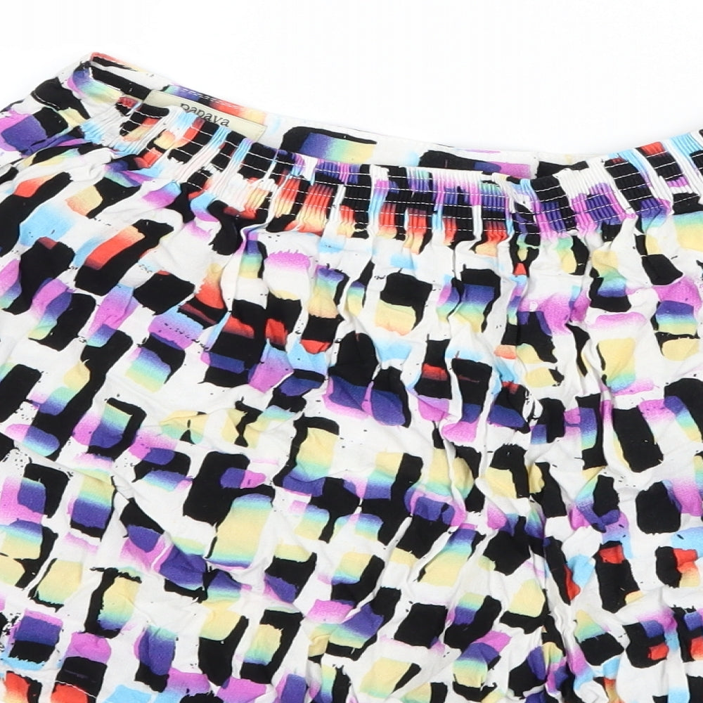 Matalan Womens White Geometric Mom Shorts Size 12