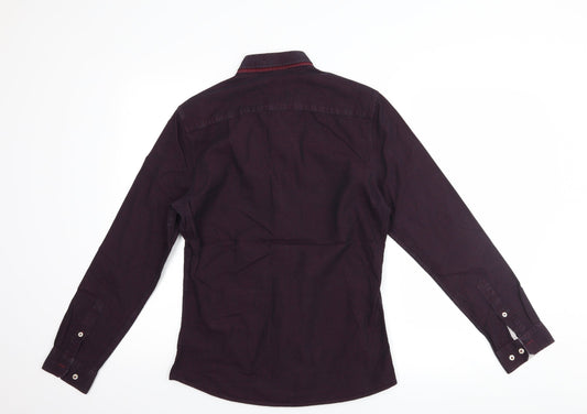 Mens UK Size S NEXT Purple Button-Up Long Sleeve Casual Shirt