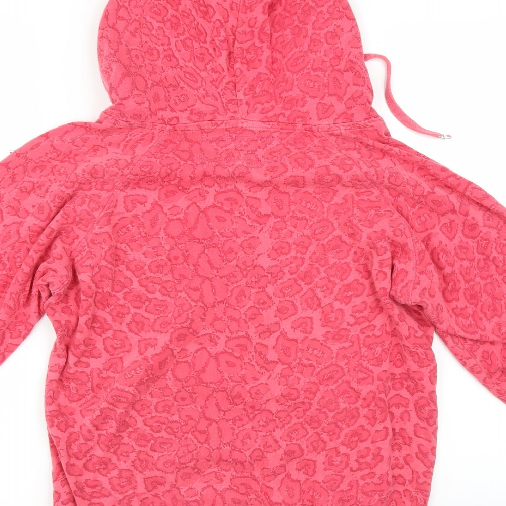 Internationale Womens Pink Animal Print Pullover Hoodie Size 8