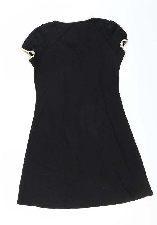 Stella Womens Black Floral T-Shirt Dress Size M