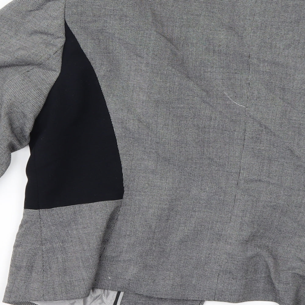 Brand and care label for Marks & Spencer women’s grey jacket suit jacket, size UK 14