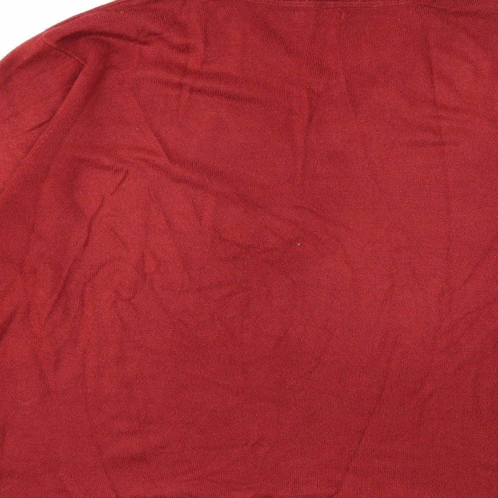 M&Co Mens Red Knit Pullover Jumper Size L