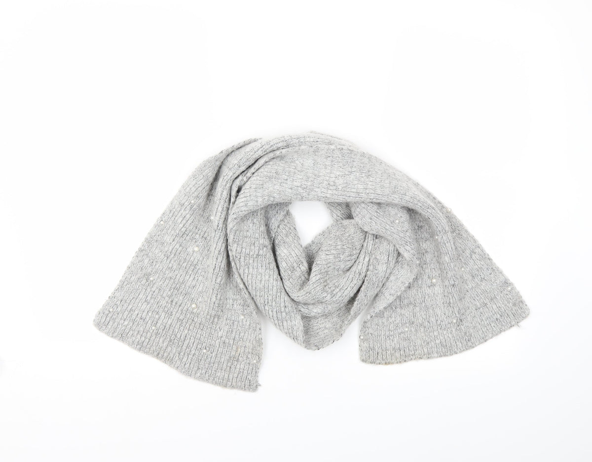 Front view of Preworn women’s grey scarf - pearl