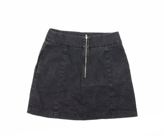 Preworn Womens Black Denim Mini Skirt Size 26 in