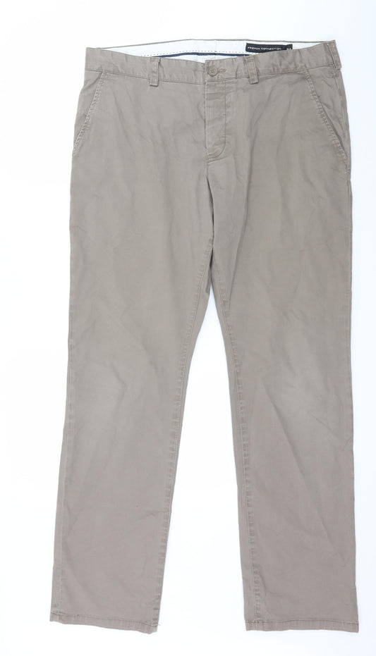 Womens UK Size 34 in French Connection Regular Fit Brown Trousers