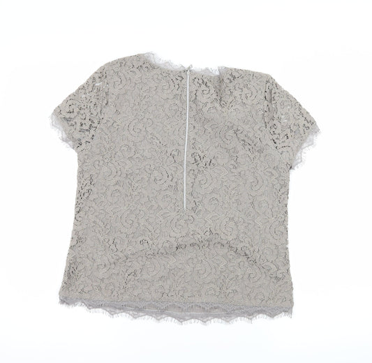 Basler Womens Brown Lace Basic Blouse Size 8