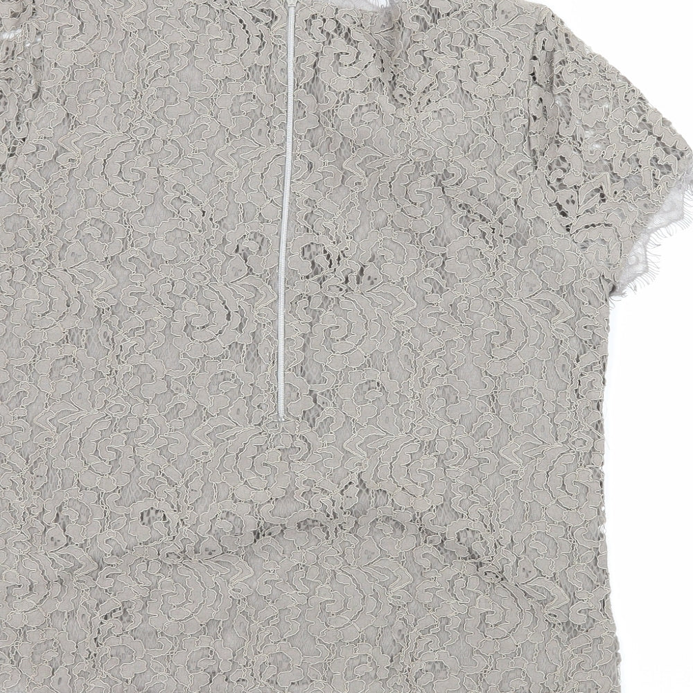 Basler Womens Brown Lace Basic Blouse Size 8