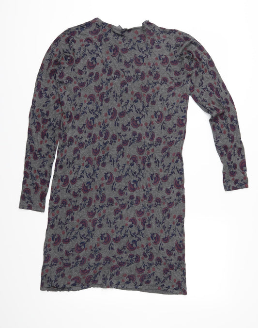 ESMARA Womens Grey Floral Jersey T-Shirt Dress Size S