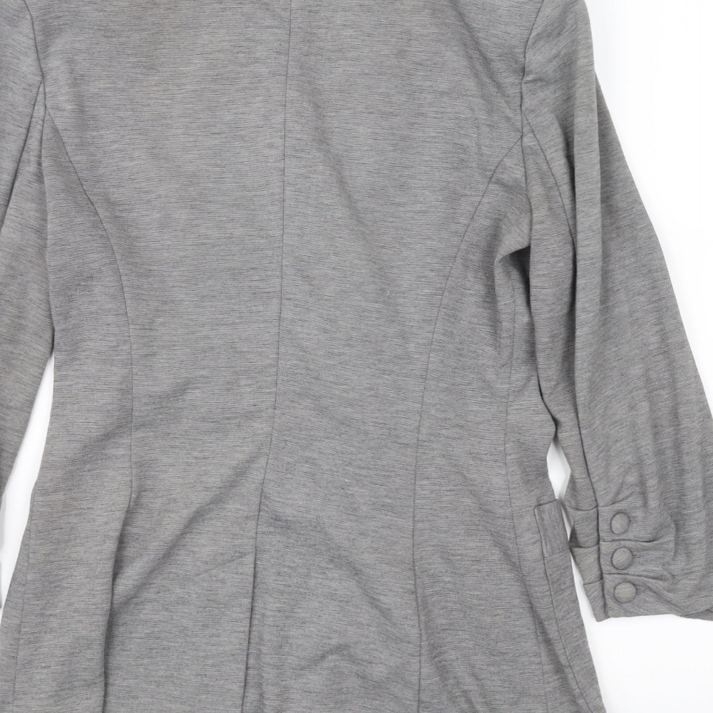 Brand and care label for DENIM CO women’s grey jacket, size UK 8