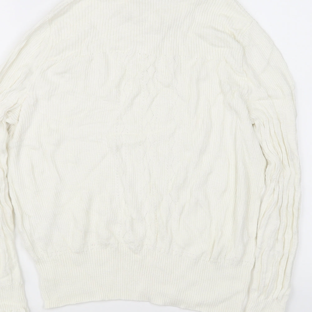 Brand and care label for Preworn women’s ivory jumper, size L