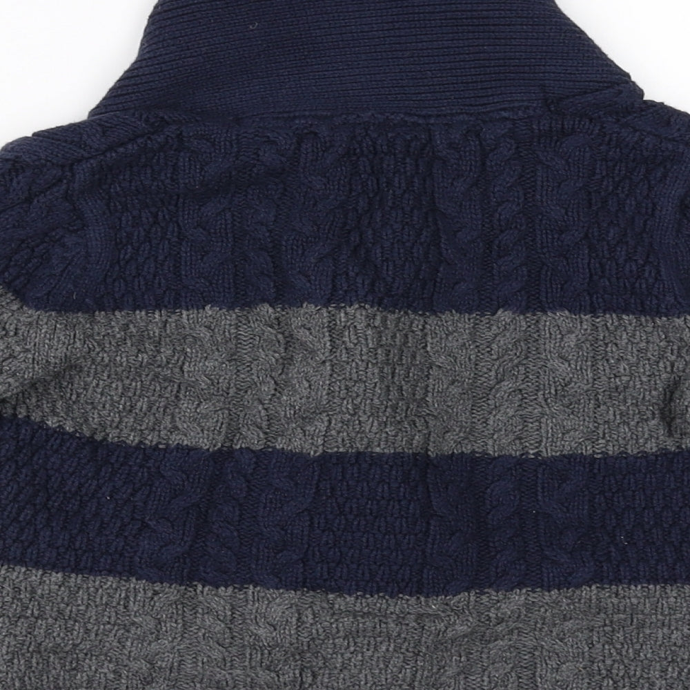 Gap Boys Blue Striped Cardigan Jumper Size 4 Years