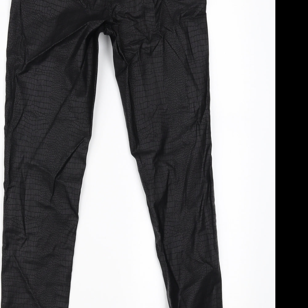 SheIn Womens Black Animal Print Trousers Size XS L28 in