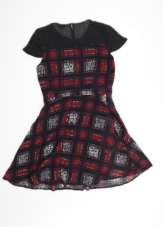 Marks and Spencer Womens Red Check Skater Dress Size 10