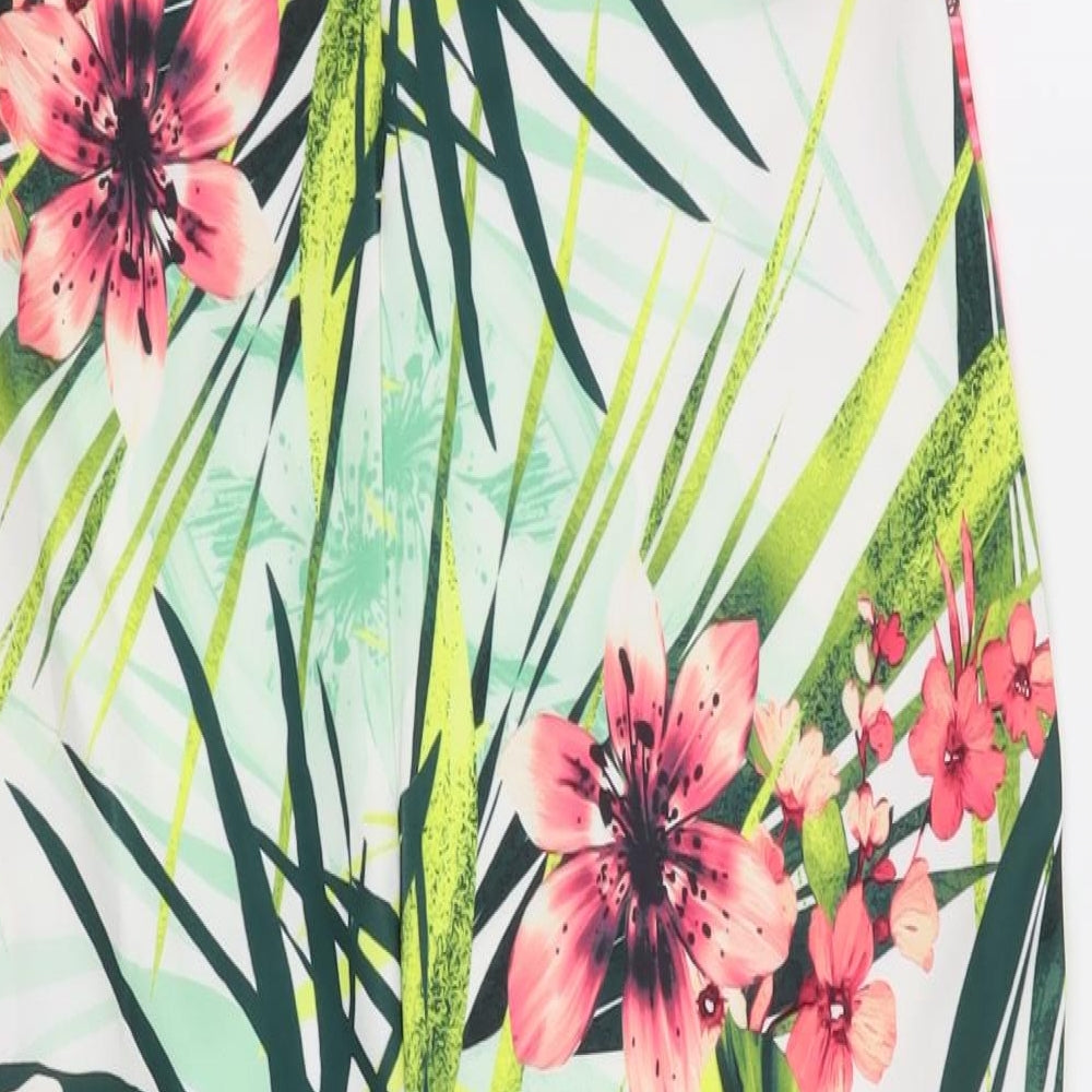 Boohoo Womens White Floral Bodycon Size 12