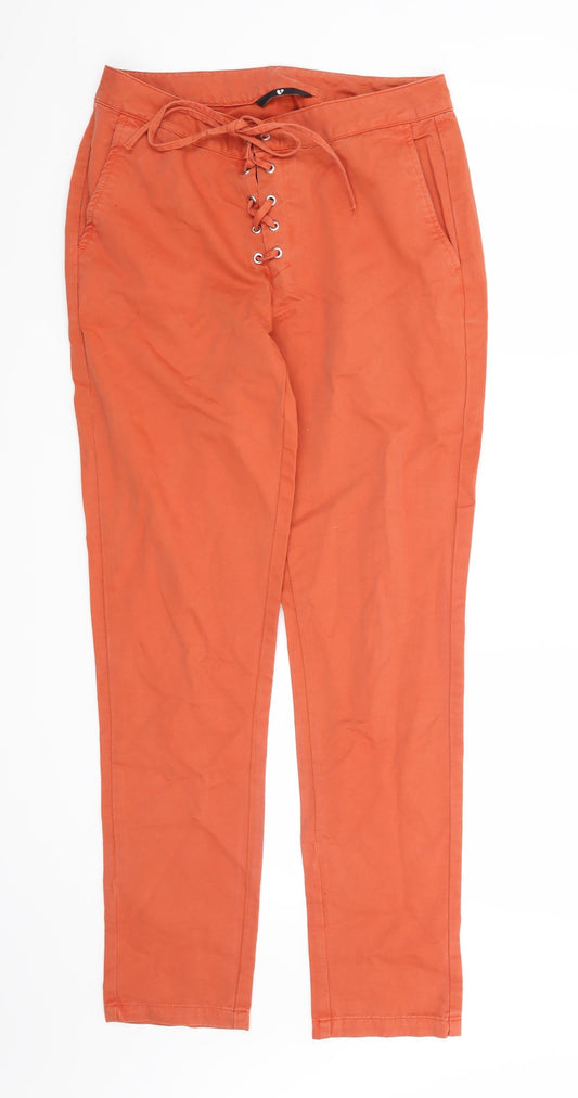 Additional front view of Very women’s orange straight jeans, size UK 8, 29-inch leg