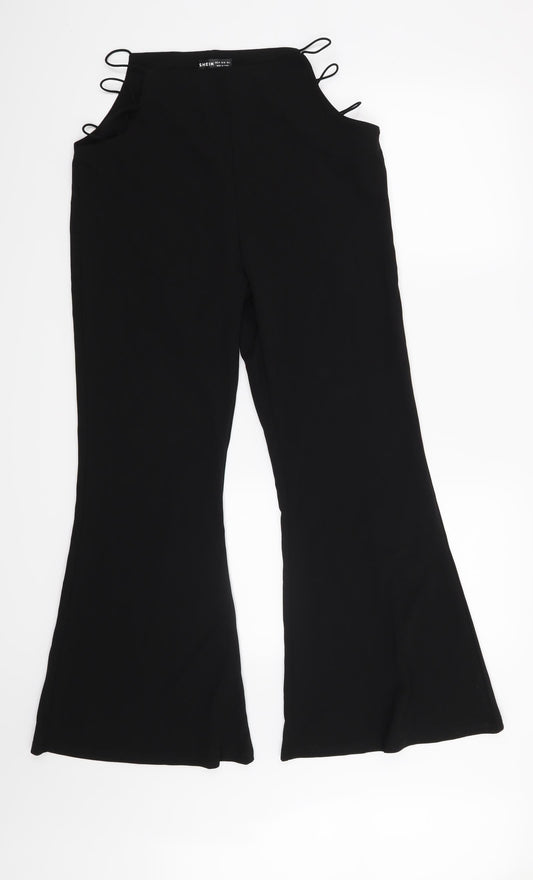 Womens UK Size M SheIn Regular Fit Black Trousers