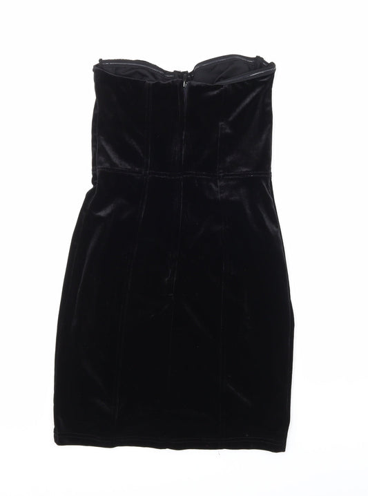 H&M Womens Black Velour Mini Size 8