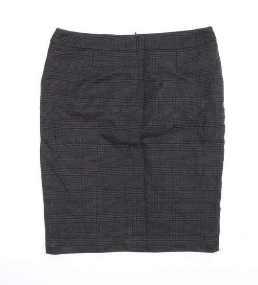 Back view of Tu women’s blue check a-line skirt, size UK 12