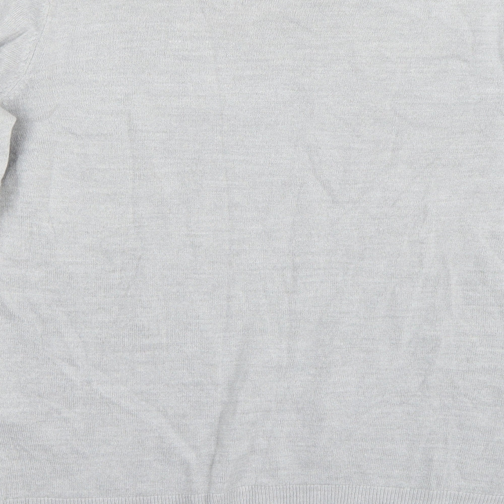 Brand and care label for Marks & Spencer women’s grey jumper, size UK 14