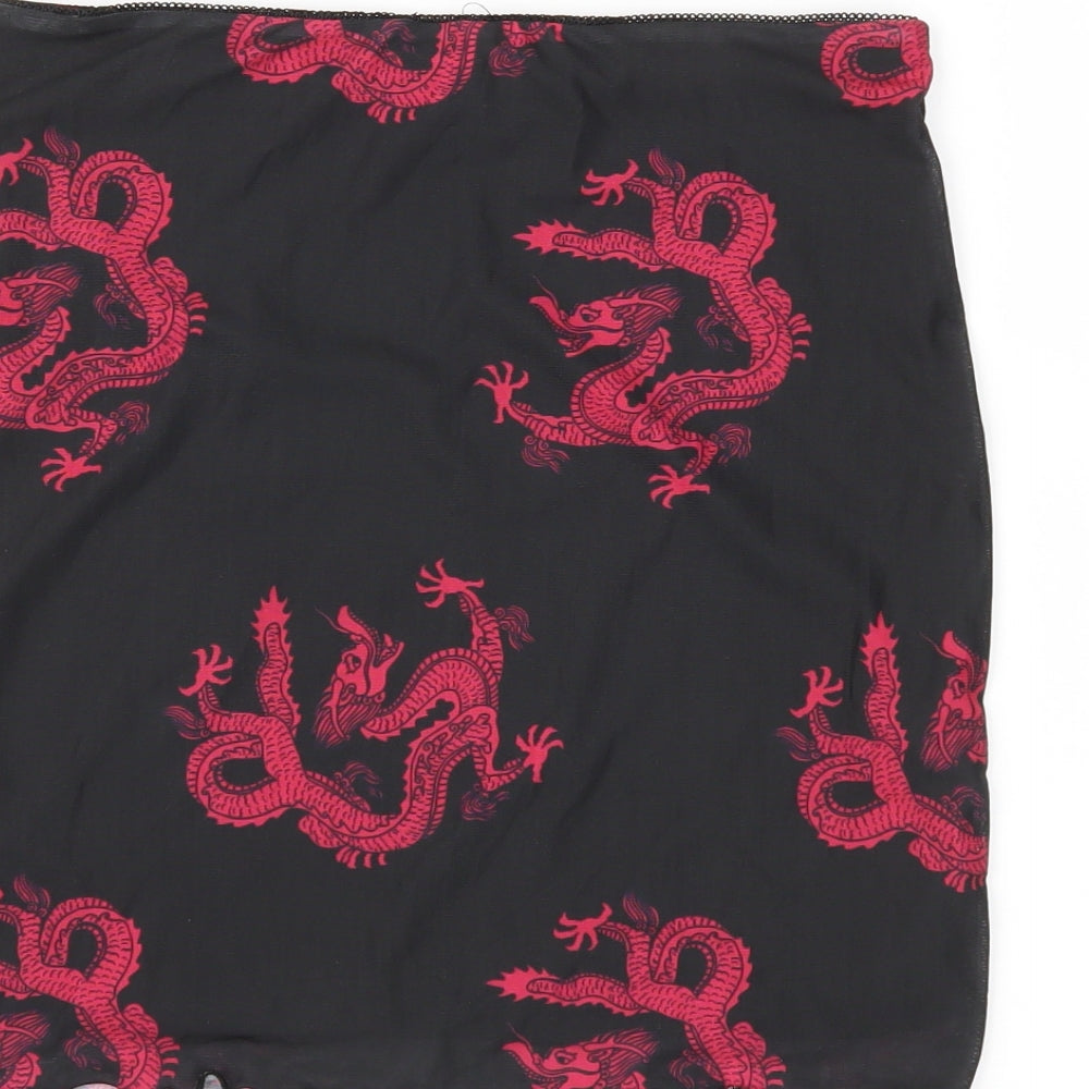 SheIn Womens Black Animal Print Mini Skirt Size M