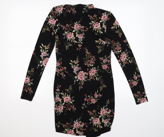 FOREVER 21 Womens Black Floral Knit Bodycon Size S