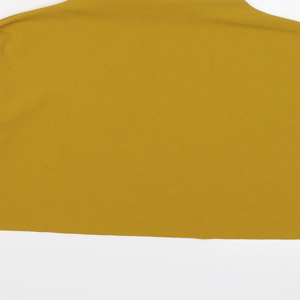 Brand and care label for Missguided women’s yellow jumper, size UK 8, - cropped