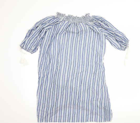 Additional front view of Max Studio women’s blue striped shift, size S