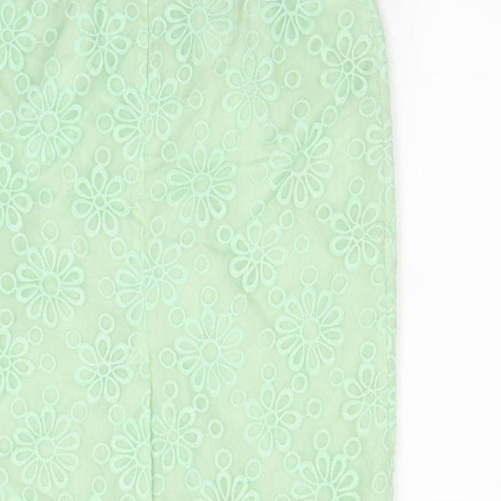 Brand and care label for M&Co women’s green a-line skirt, size UK 12