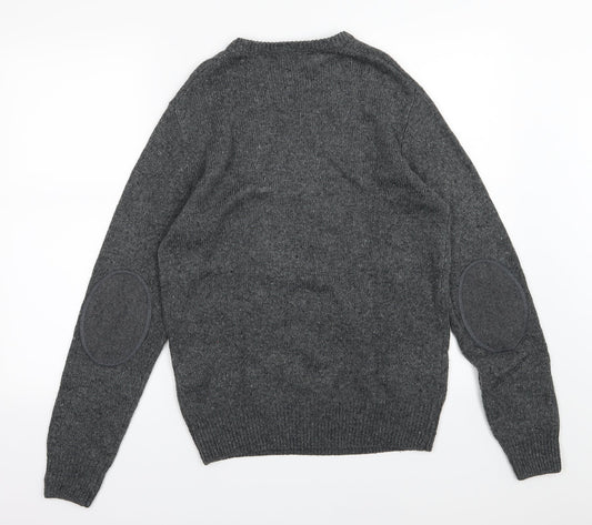 Cedar Wood State Mens Grey Knit Pullover Jumper Size S