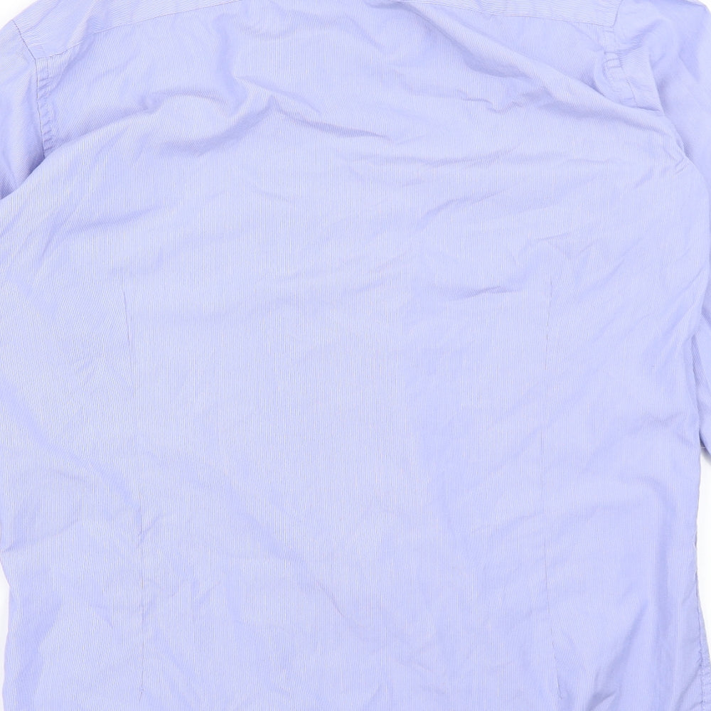Mens UK Collar Size XL Francisco Lolli Smart Blue Dress Shirt