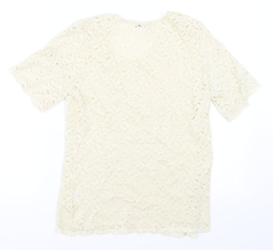 Gray & Osbourn Womens Ivory Basic T-Shirt Size M