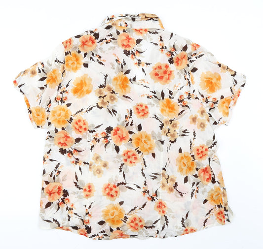 EWM Womens White Floral Basic Blouse Size 22