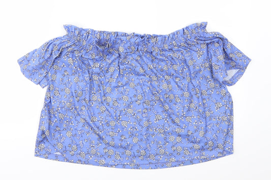 Miss Selfridge Womens Blue Floral Tunic T-Shirt Size 12