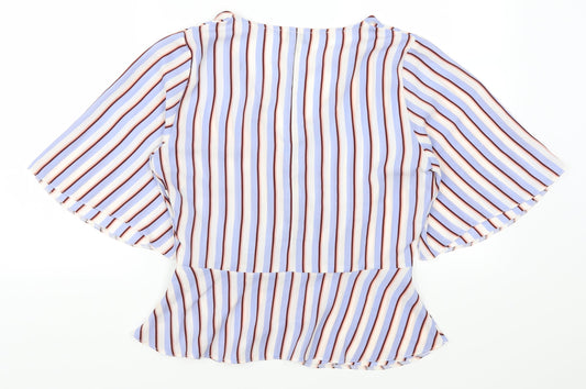 Miss Selfridge Womens Blue Striped Basic Blouse Size 10