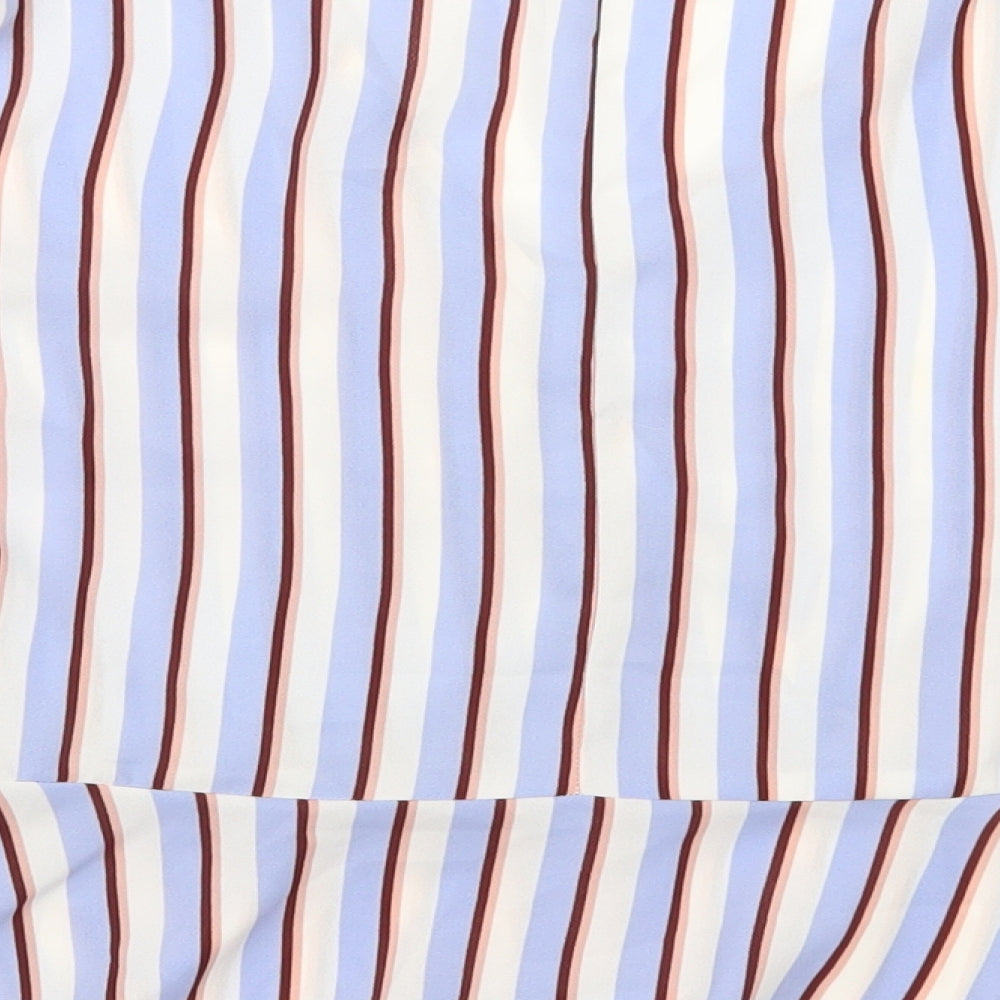 Miss Selfridge Womens Blue Striped Basic Blouse Size 10