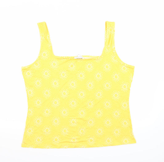 Warehouse Womens Yellow Geometric Basic Tank Size 18