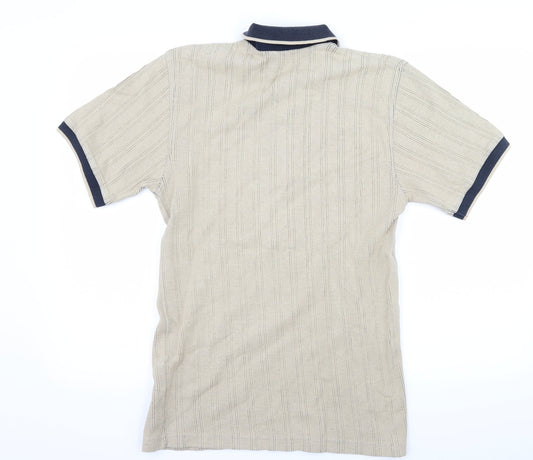 Daniel Grahame Mens Beige Striped Jersey Polo Size S