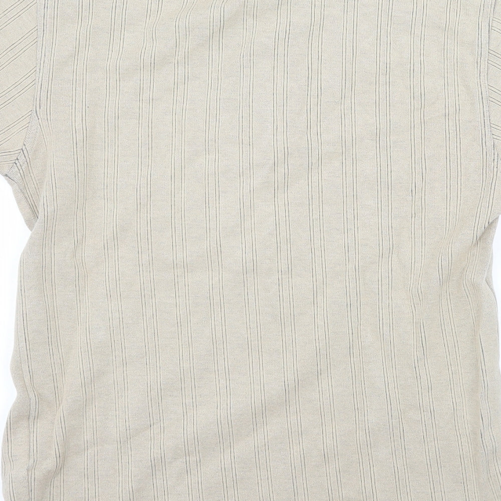 Daniel Grahame Mens Beige Striped Jersey Polo Size S