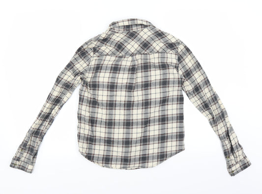 FOREVER 21 Womens Grey Plaid Basic Button-Up Size S