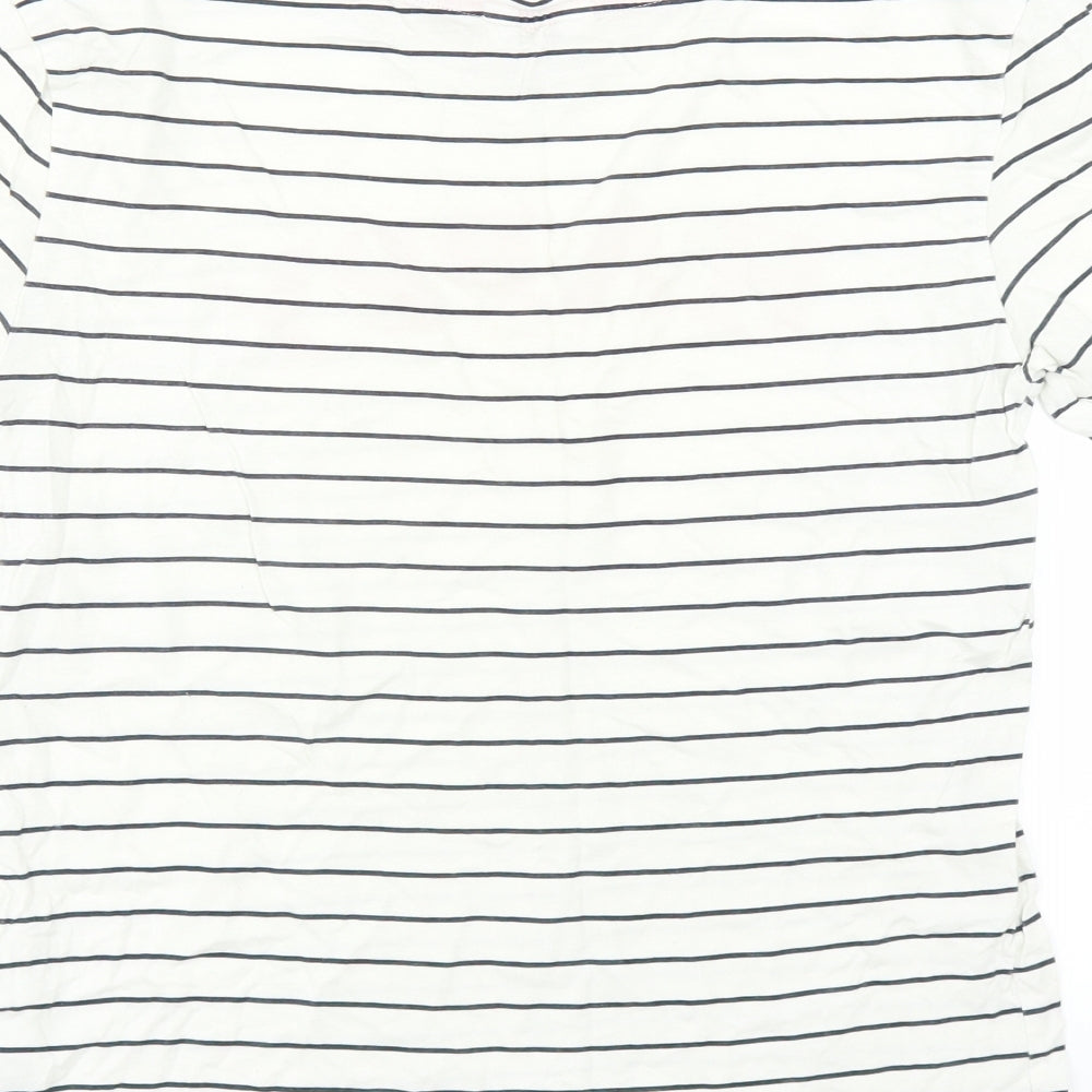 Marks and Spencer Womens White Striped Top Pyjama Top Size 6 - happy