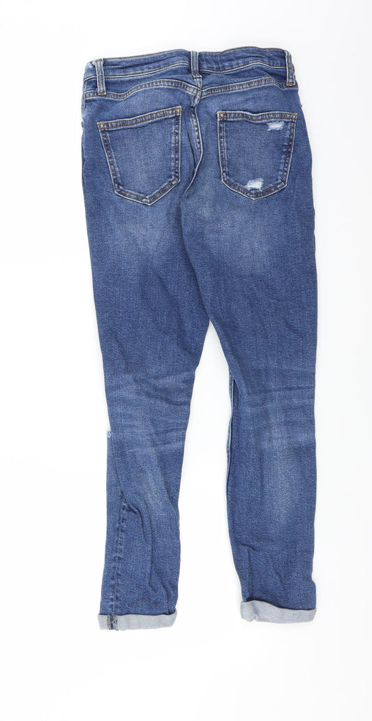 Topshop Womens Blue   Skinny Jeans Size 25 in L32 in - DISTRESSED ankle grazer