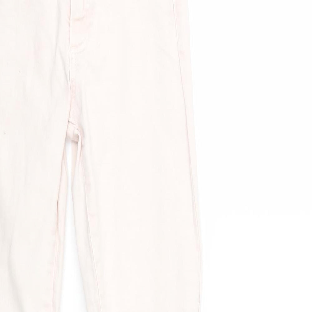 Brand and care label for Gap women’s pink denim skinny jeans, size UK 26, in, 28-inch leg
