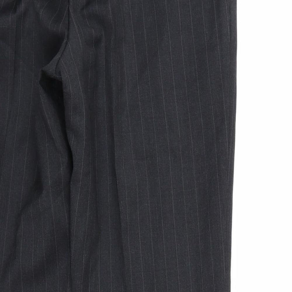 Brand and care label for Sartorial men’s grey trousers, size 34, 29-inch leg