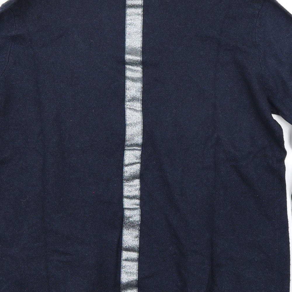 Brand and care label for La P'tite Etoile women’s blue jumper, size M