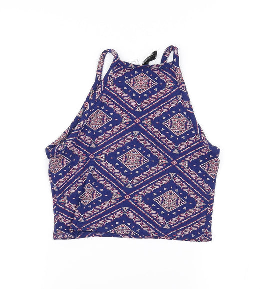 Divided Womens Blue Floral Basic T-Shirt Size S