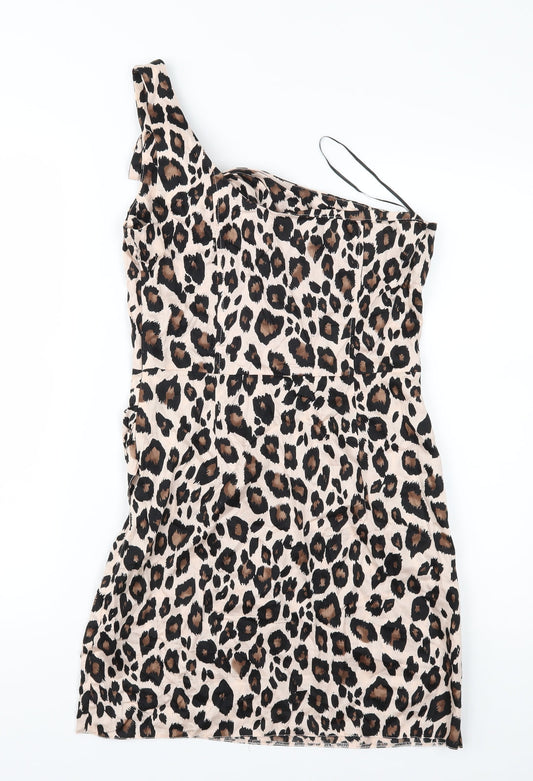 Miss Selfridge Womens Brown Animal Print Shift Size 10